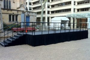 Outdoor Judging Platform with Handrails & Stage Skirting